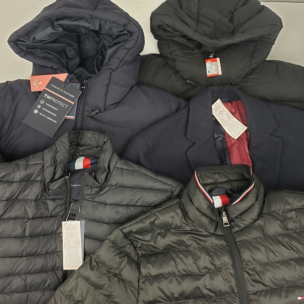 x5 Men's Tommy Hilfiger Mix Dark Colour Jackets And Coats Bundle