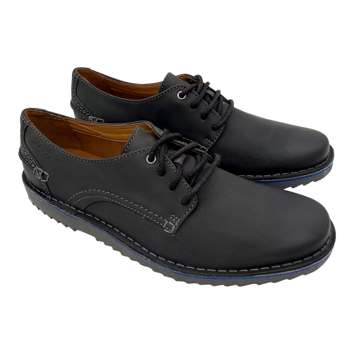 Clarks Black Leather Cushioned Shoes
