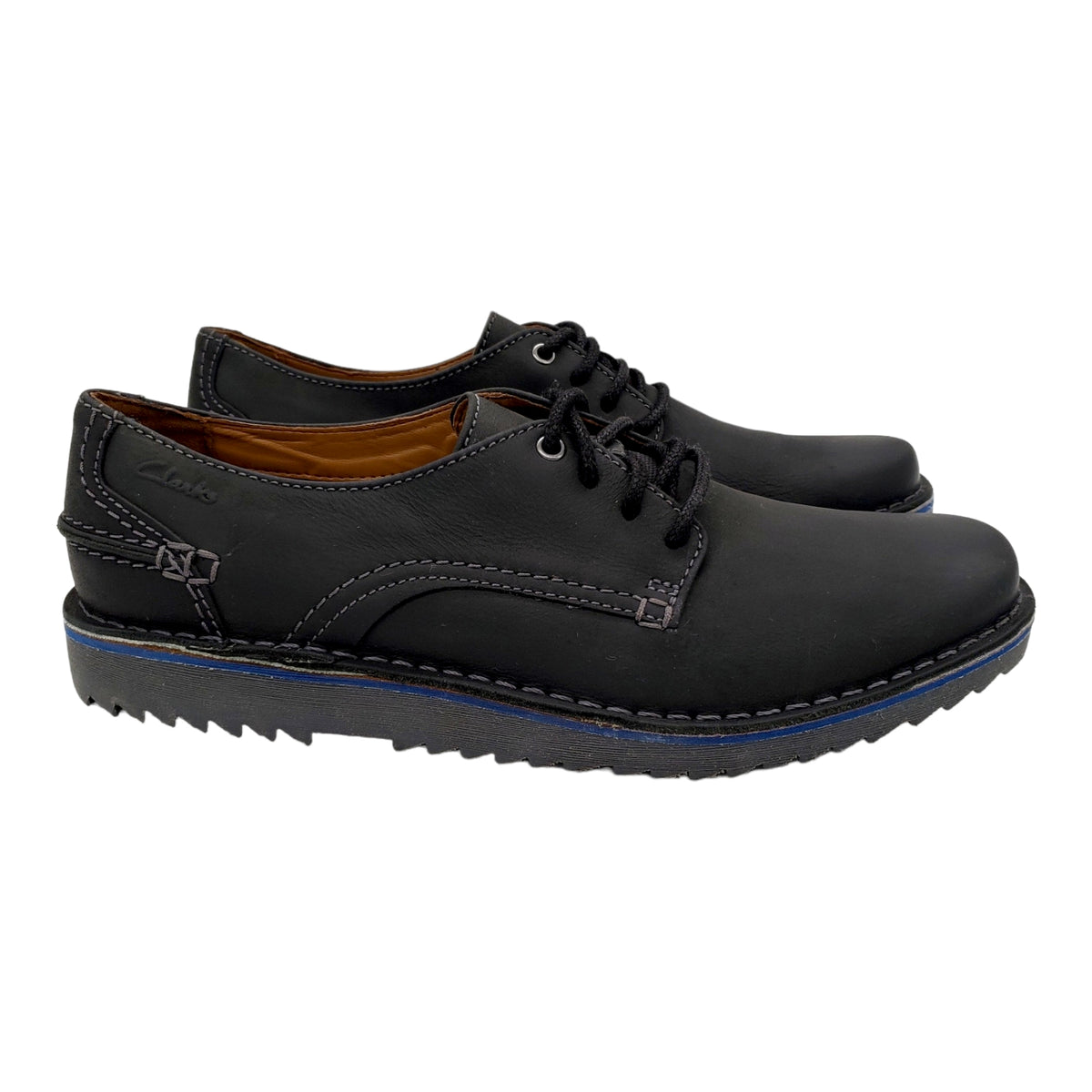 Clarks Black Leather Cushioned Shoes