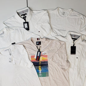 x6 Men's Mixed Tommy Hilfiger White & Cream T-shirt & Polo Shirts Bundle