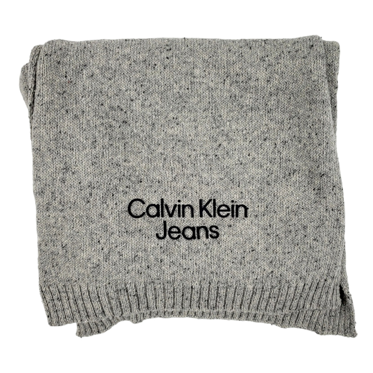 Calvin Klein Grey Knit Debossed Logo Scarf