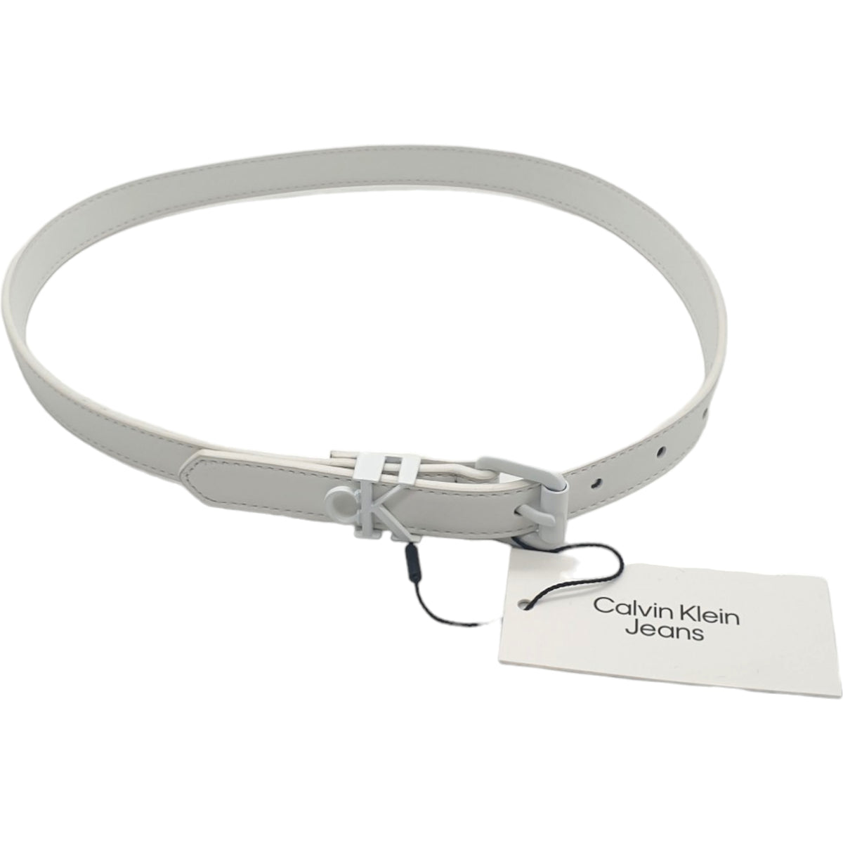 Calvin Klein White Monogram Buckle Belt