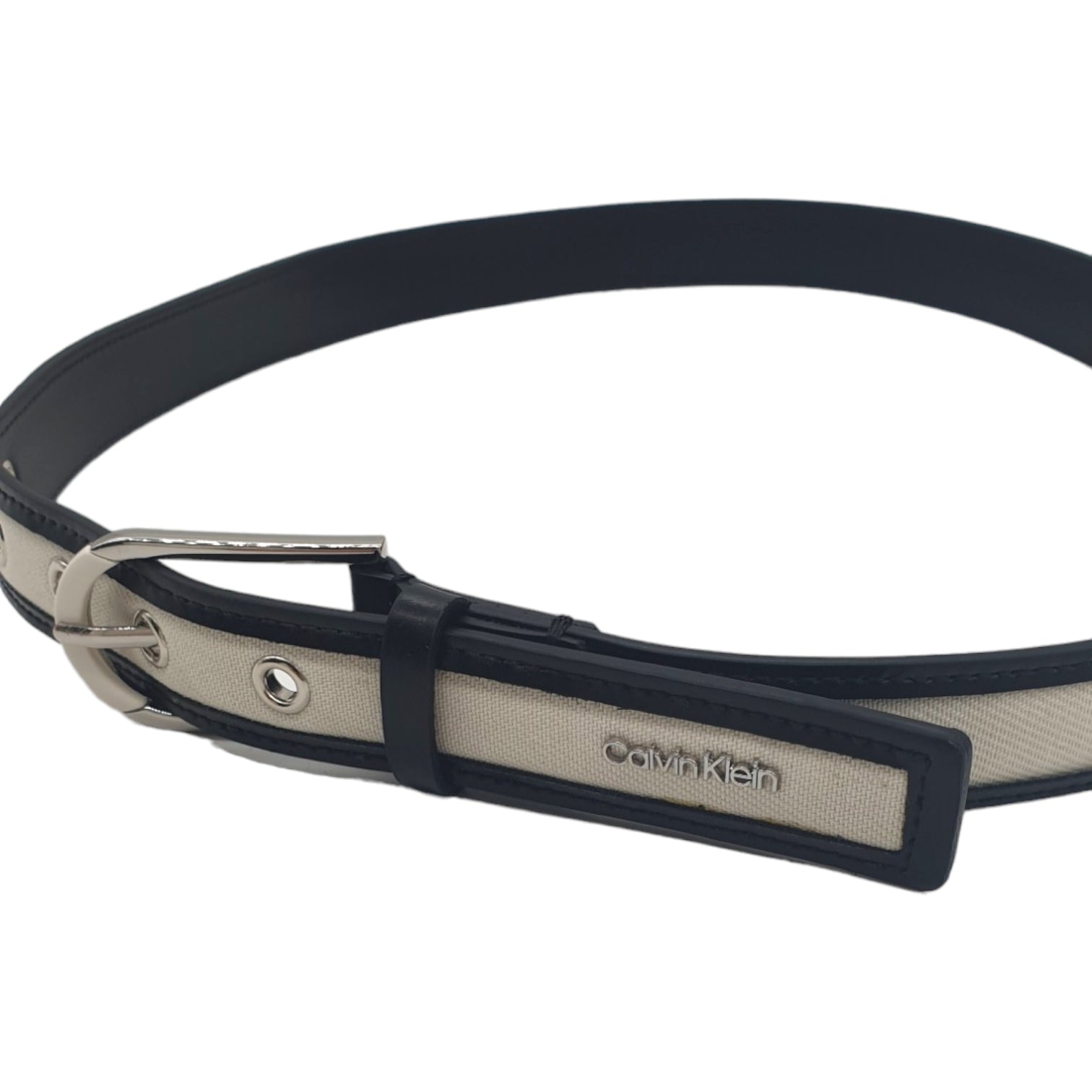 Calvin Klein Black/Ecru Canvas Belt