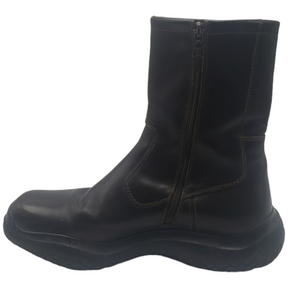 Prada Chocolate Square Toe Mid Calf Boots