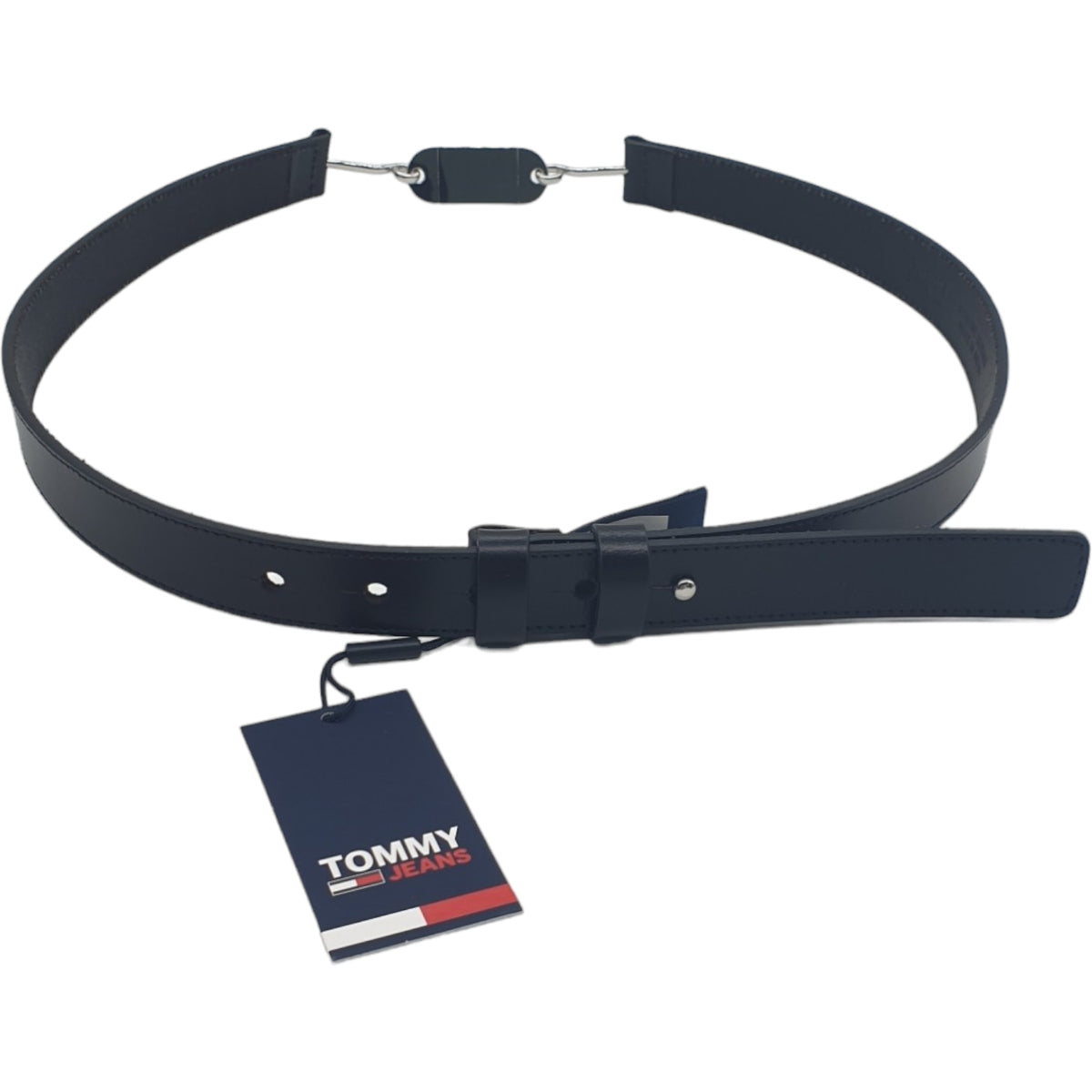 Tommy Jeans Black Silver Badge Belt