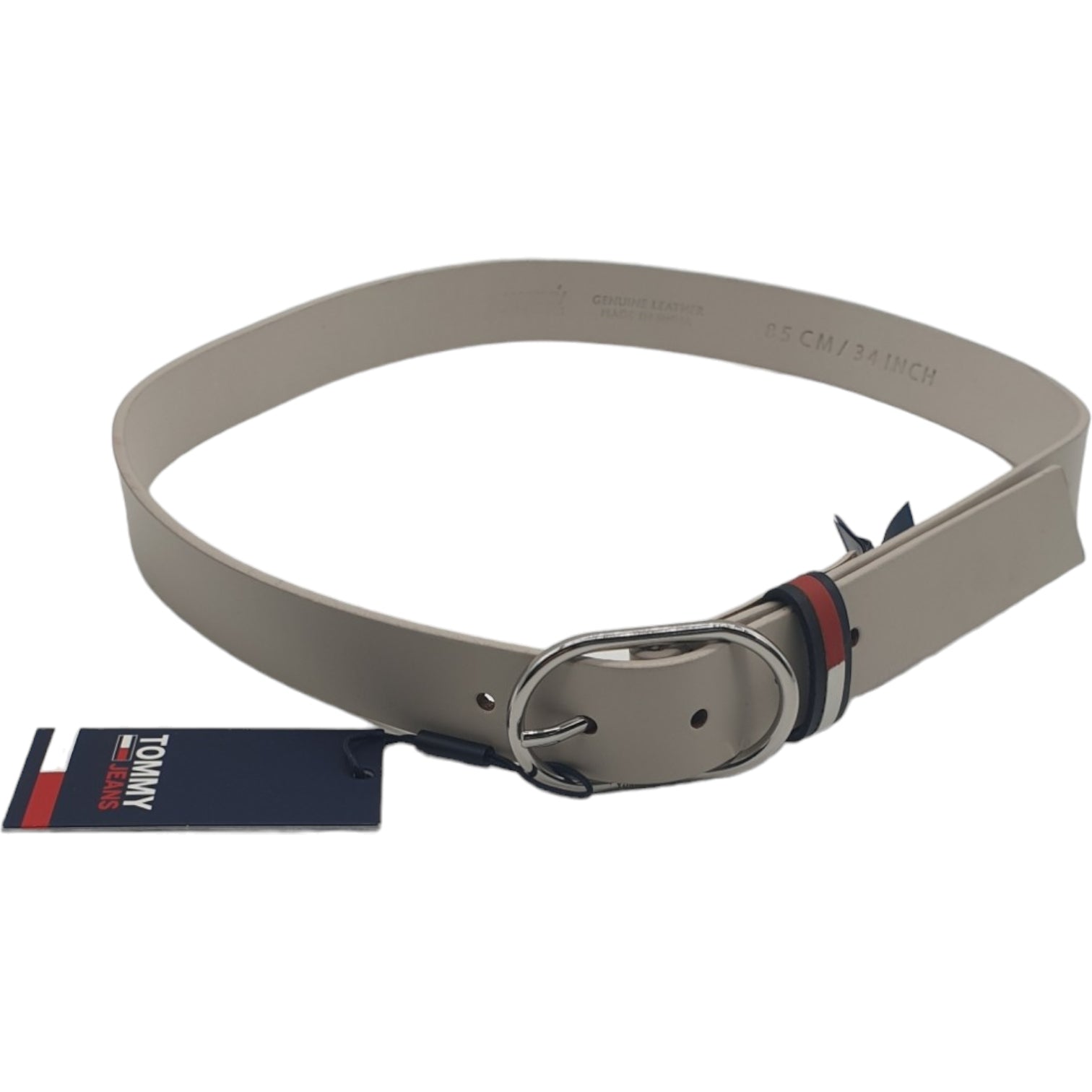 Tommy Jeans Cream Oval Buckle Belt