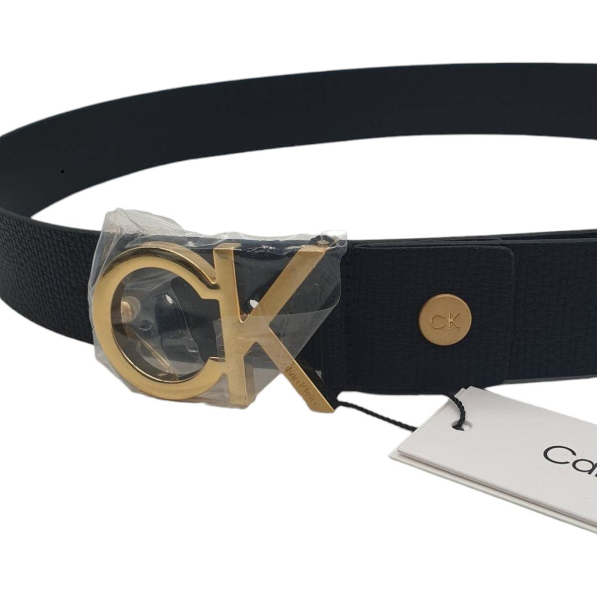 Calvin Klein Black/Gold Metal Buckle Belt