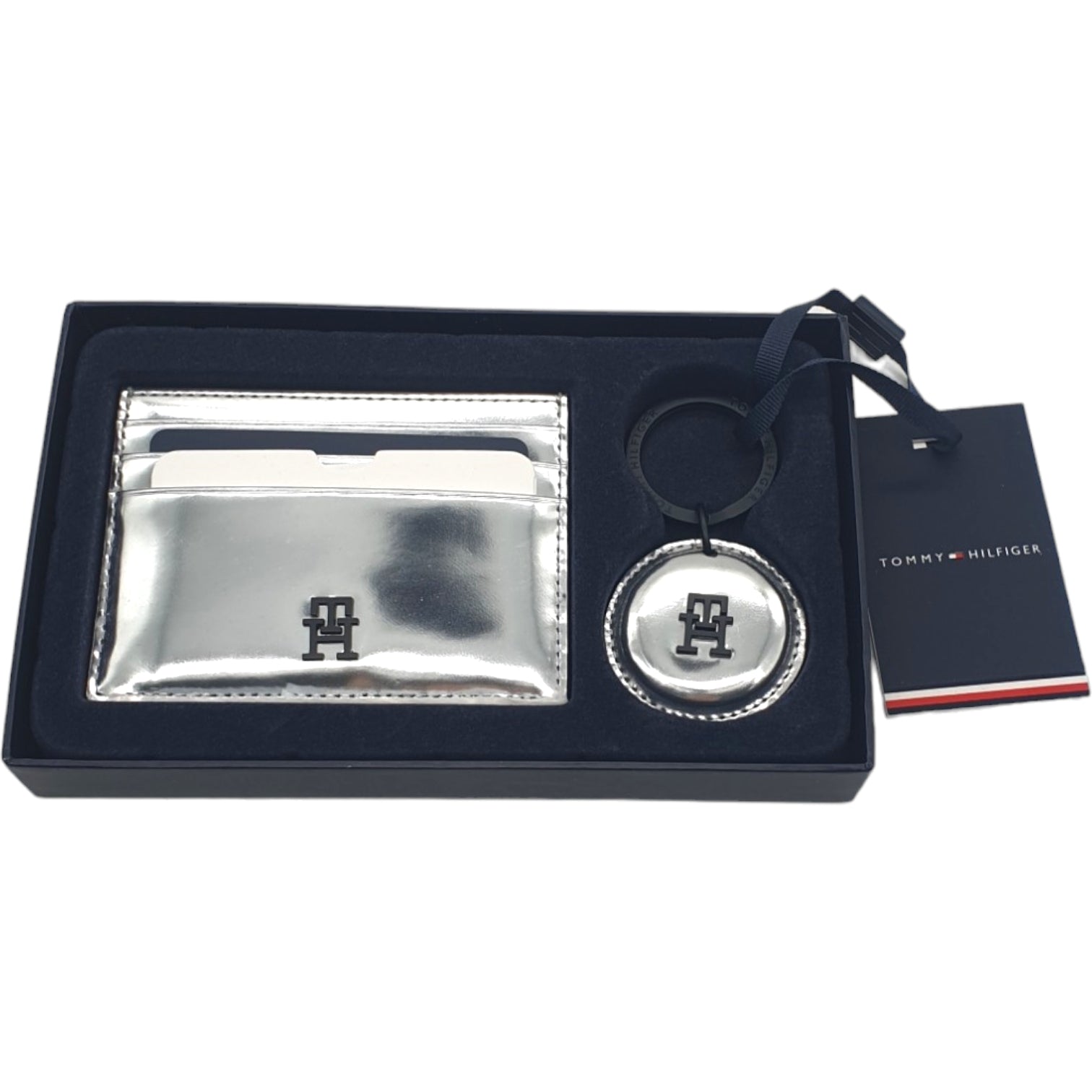 Tommy Hilfiger Silver Leather CC Holder & Key Fob