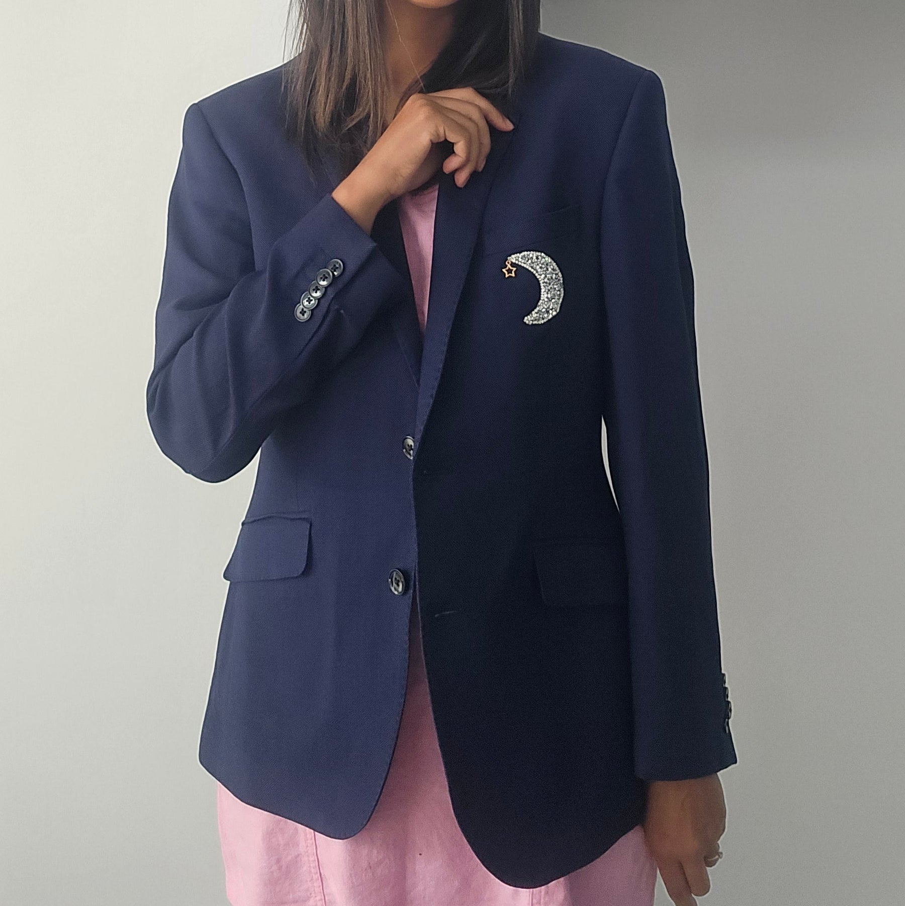 Green Ancestors Blue Silver Moon Blazer Jacket