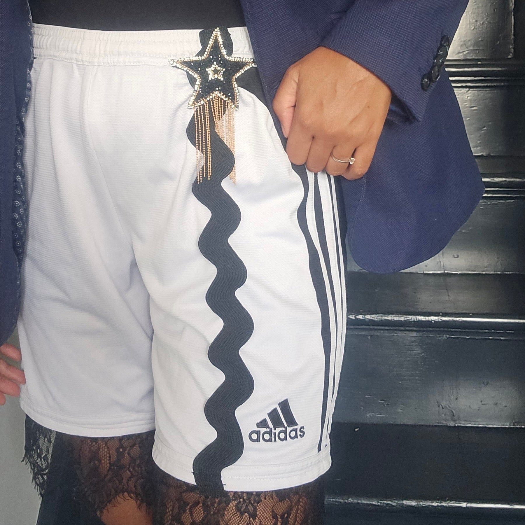 Green Ancestors White Black Lace Star Shorts