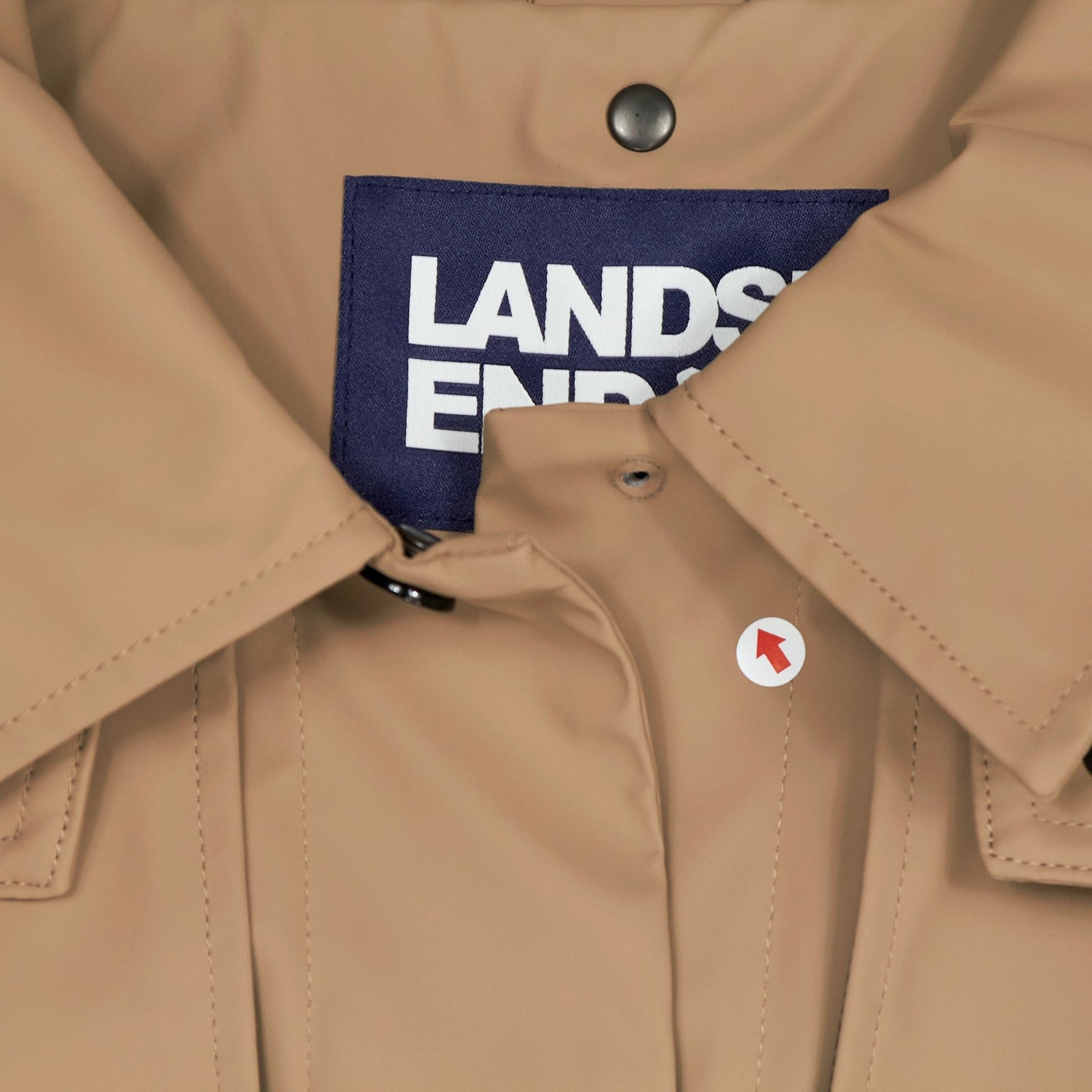 Lands' End Beige Hooded Rain Coat