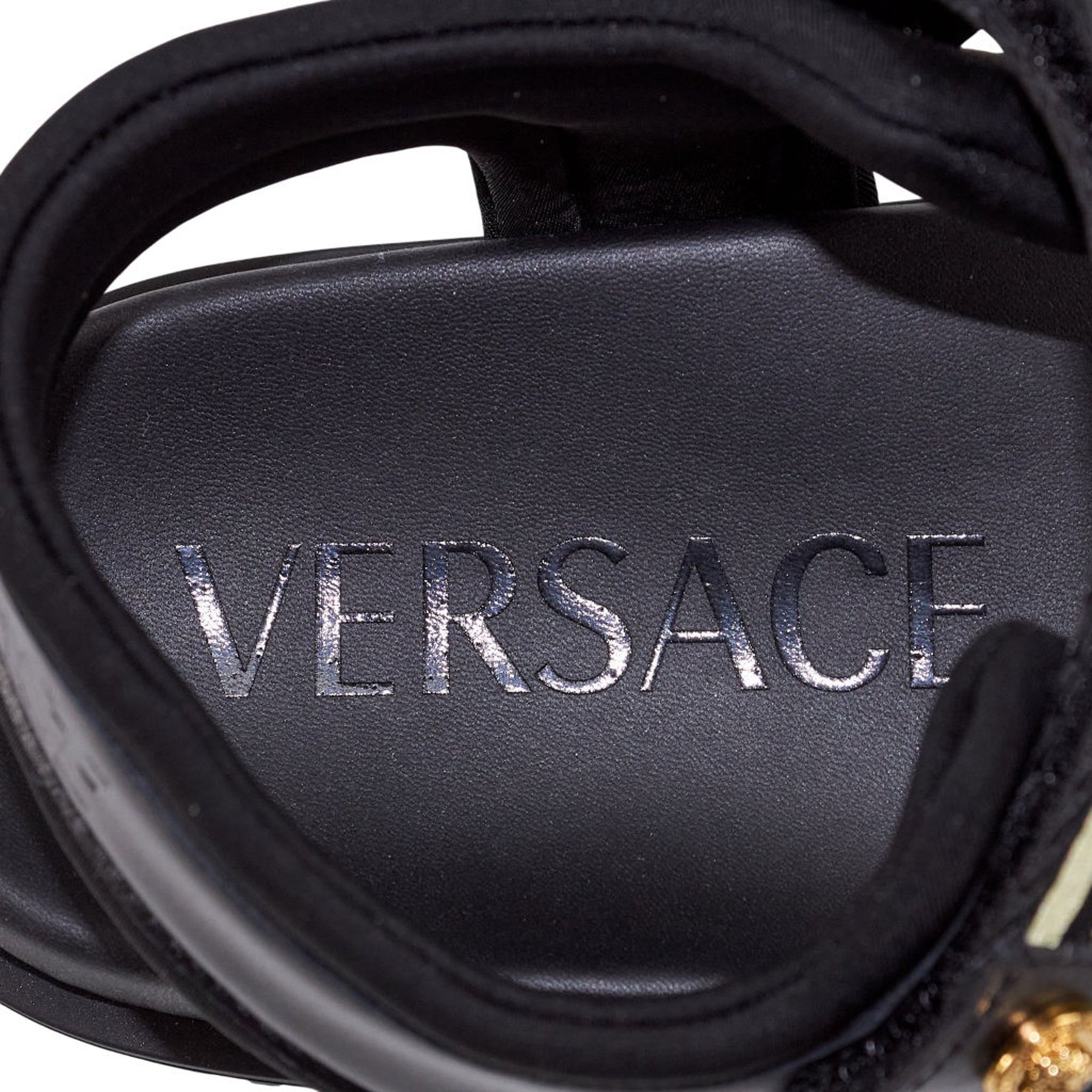 Versace Black Sandals Nastro Greca