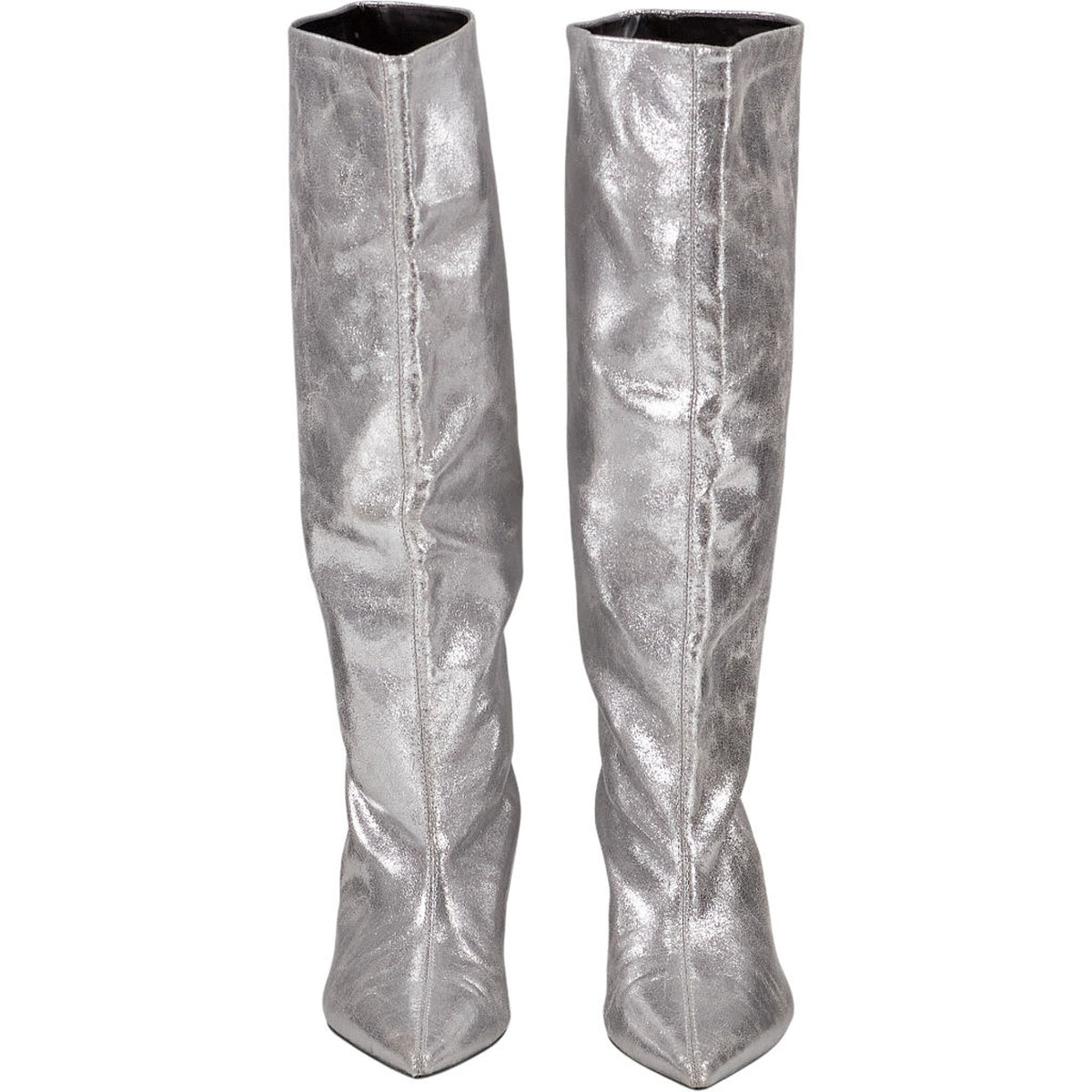 Pull&Bear Silver Metallic Knee-High Boots