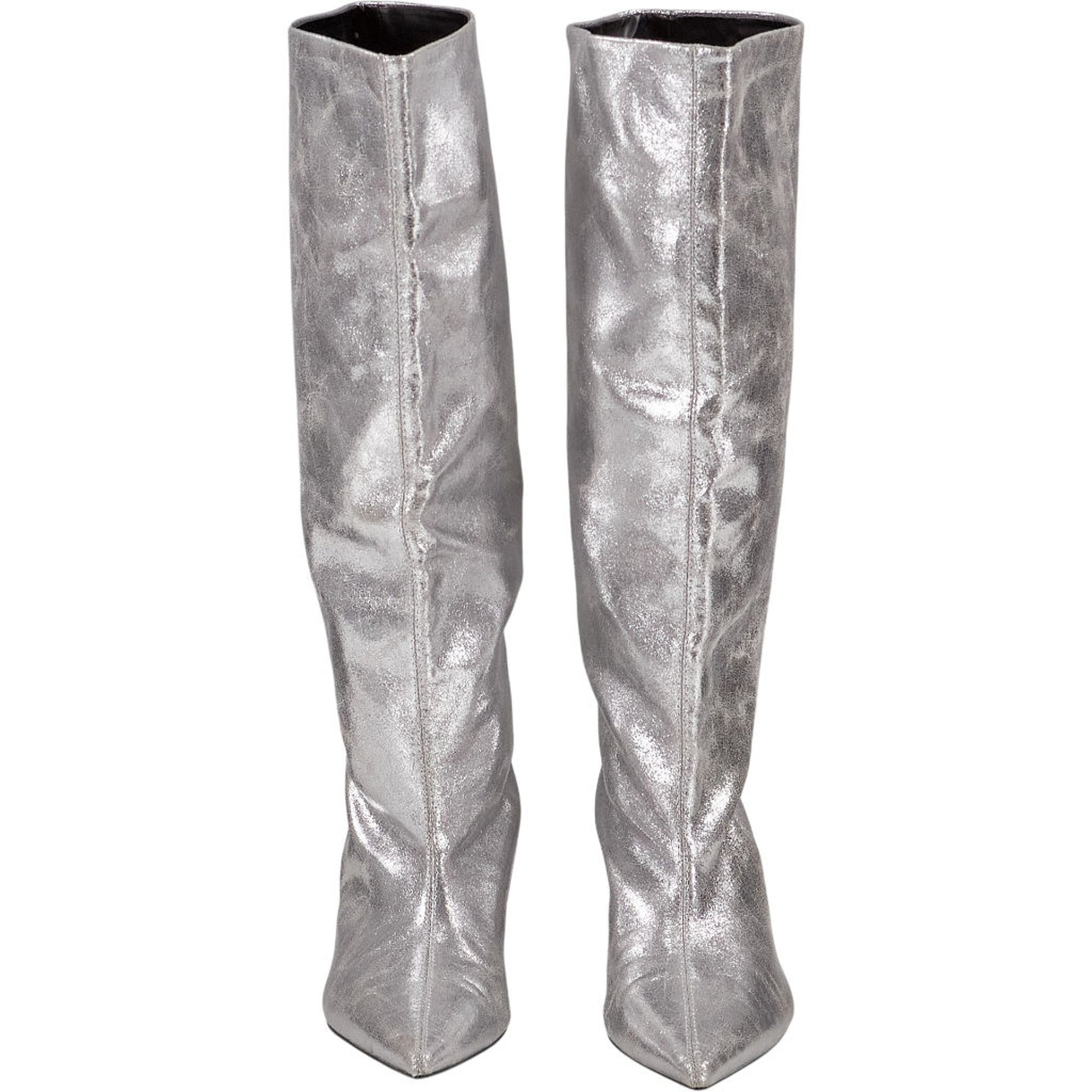 Pull&Bear Silver Metallic Knee-High Boots
