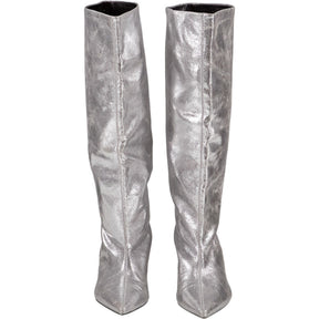 Pull&Bear Silver Metallic Knee-High Boots