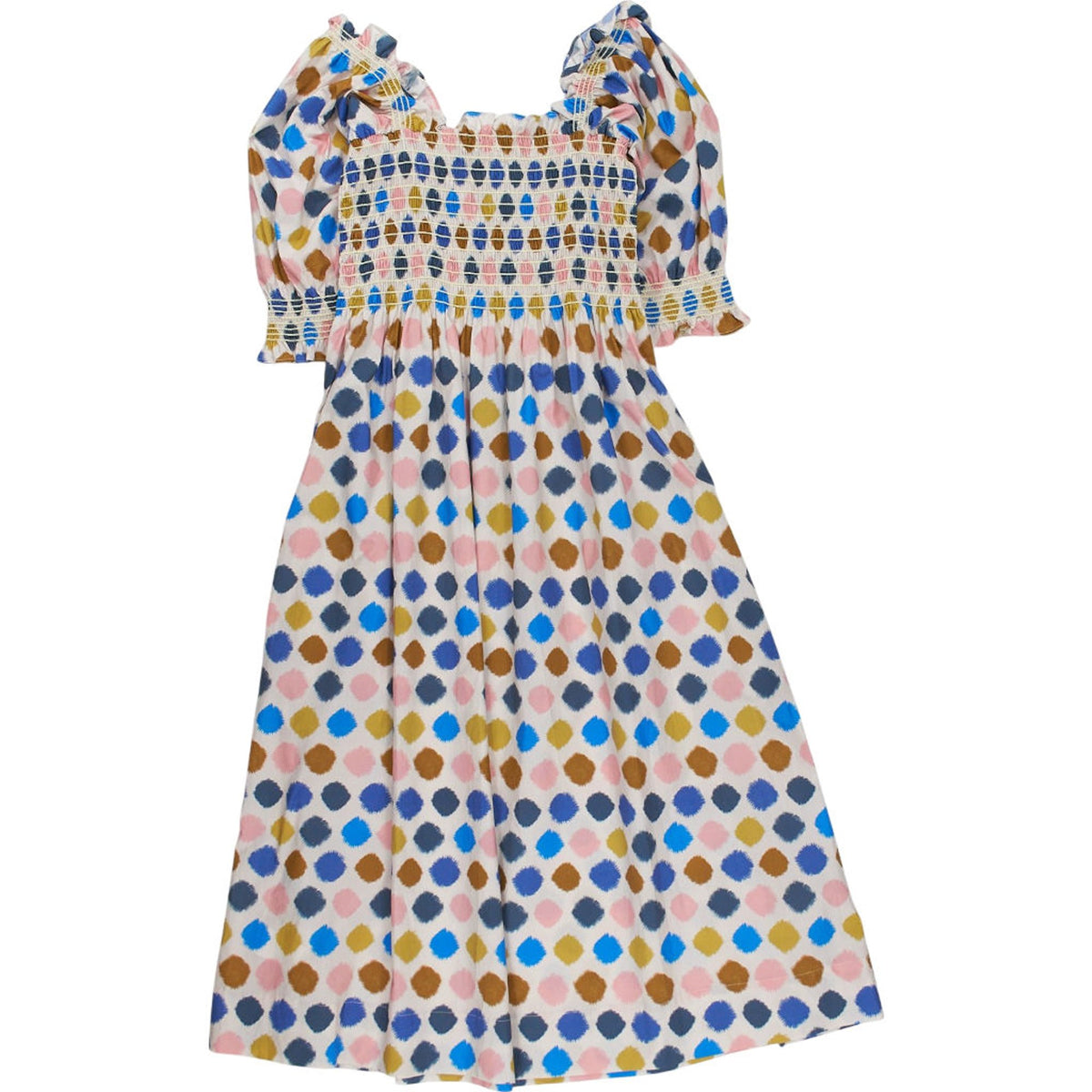 Wyse Multicoloured Smocked Midi Dress