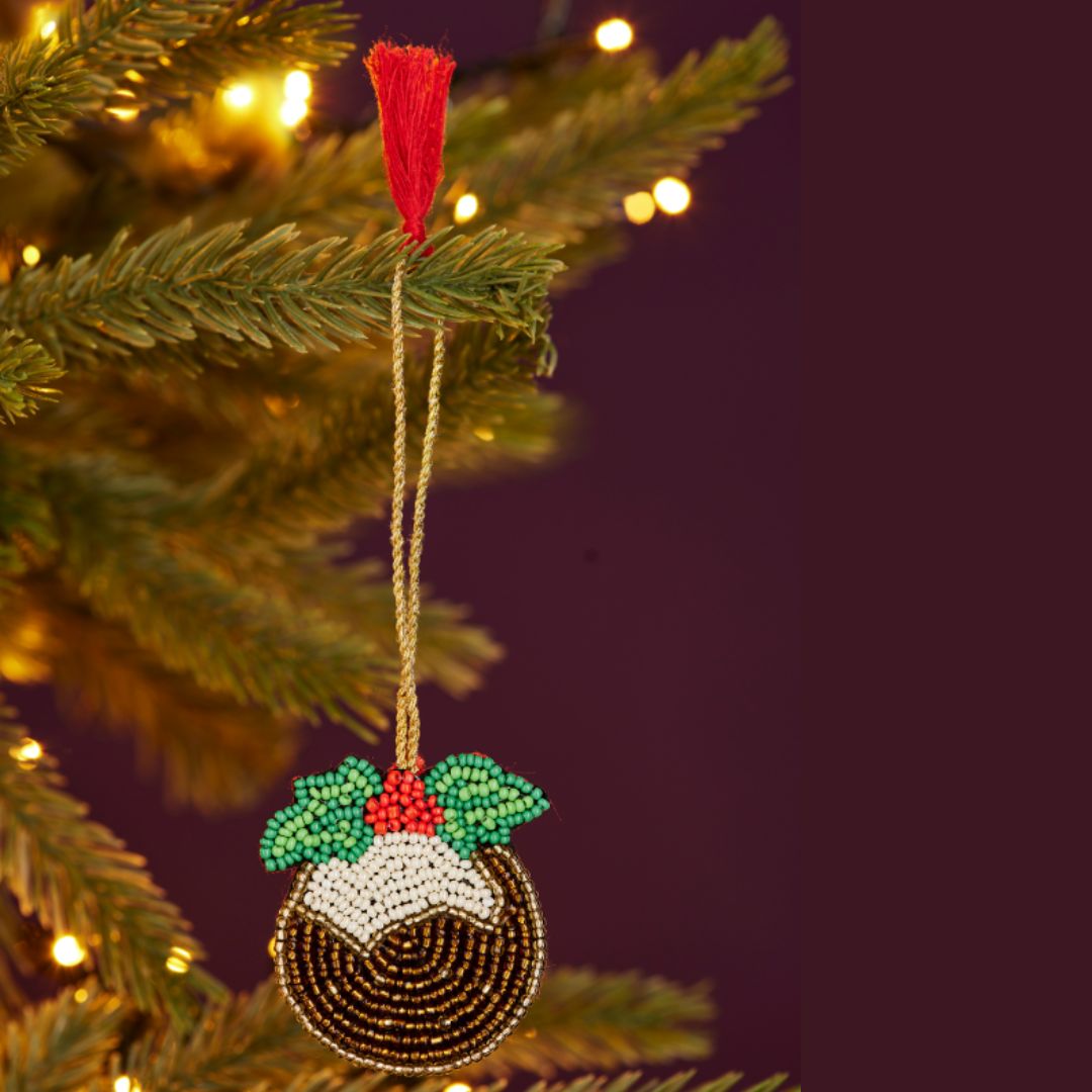 Christmas Pudding Beaded Decoration