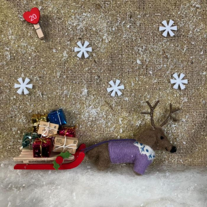 Handmade Felt Rudy Dachshund Dog Hanging Christmas Decoration
