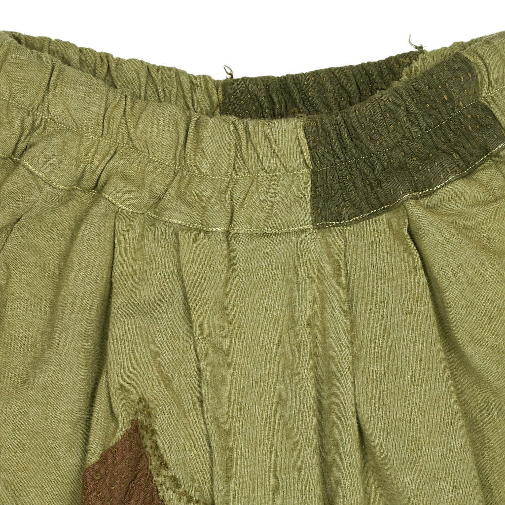 By Walid Green Patchwork Shorts