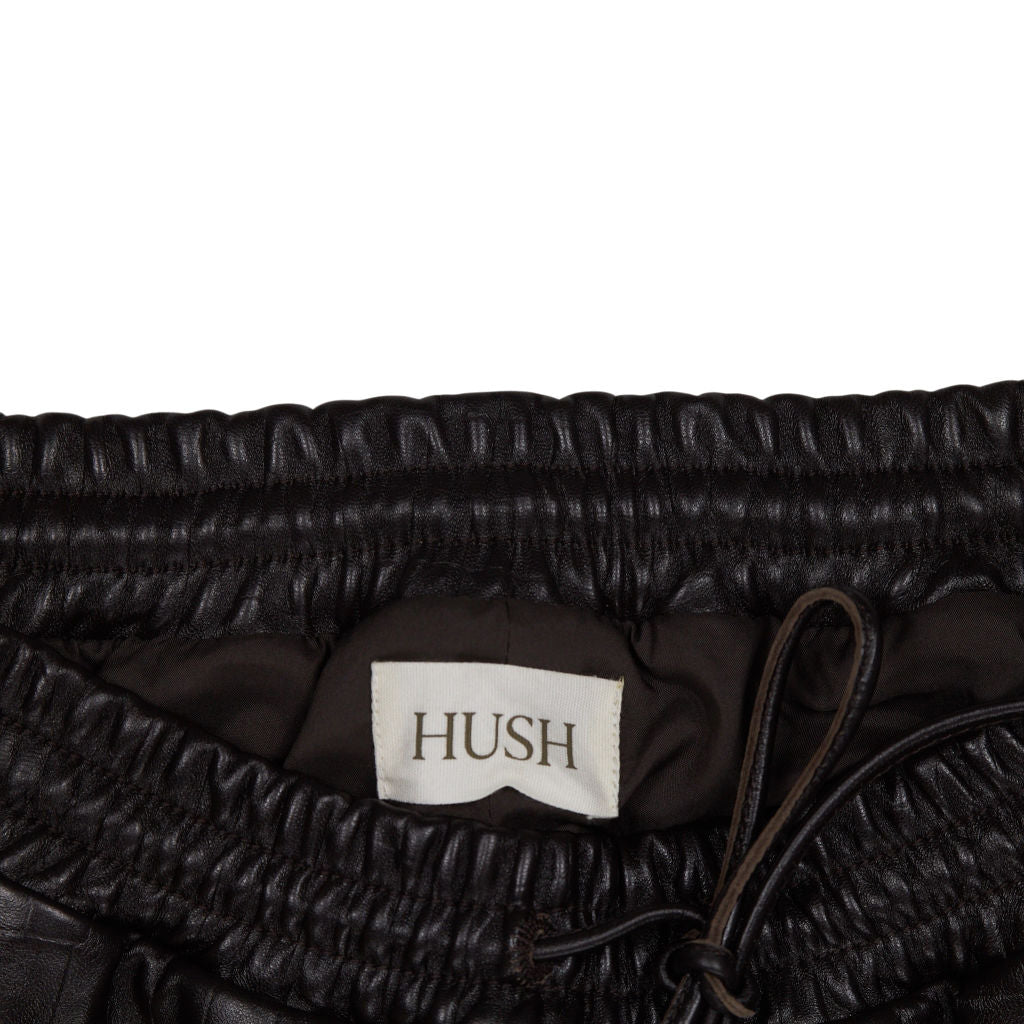Hush Brown Crocodile Embossed Leather Midi Skirt
