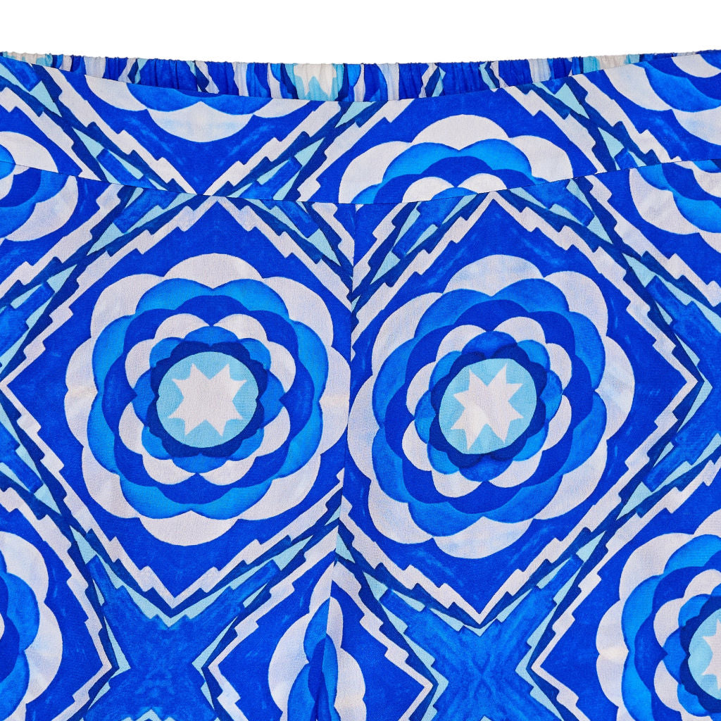 NRBY Blue Geometric Wide Leg Trousers