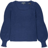 Wyse Dark Blue Scallop Scoop Neck Jumper