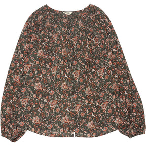 Hush Floral Khaki/Brown Lana Shirred Blouse
