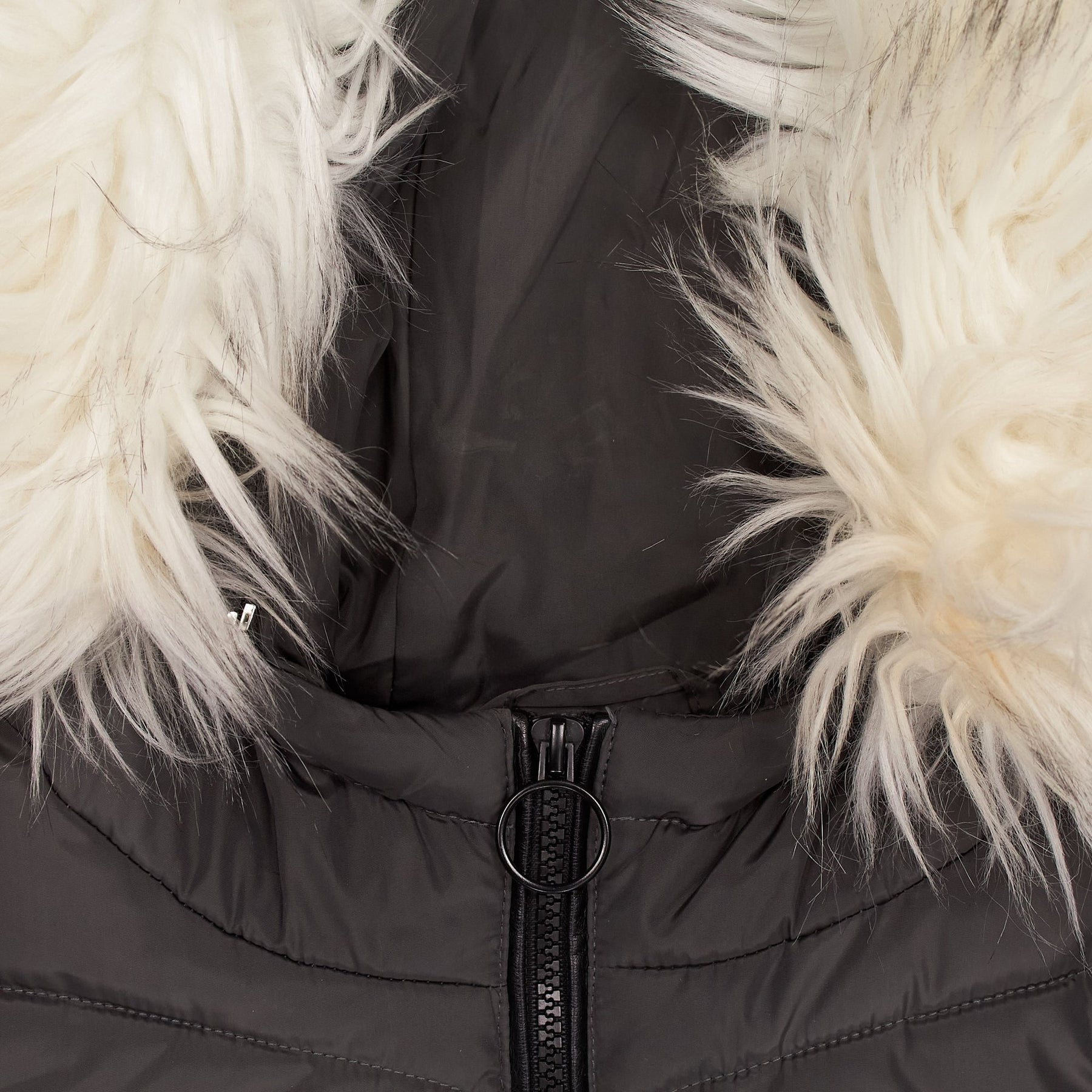 Steve Madden Grey Faux Fur Trim Puffer Jacket