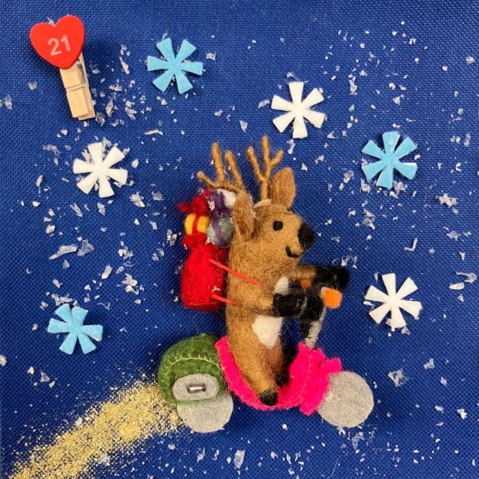 Handmade Felt Comet the Reindeer Hanging Christmas Decoration
