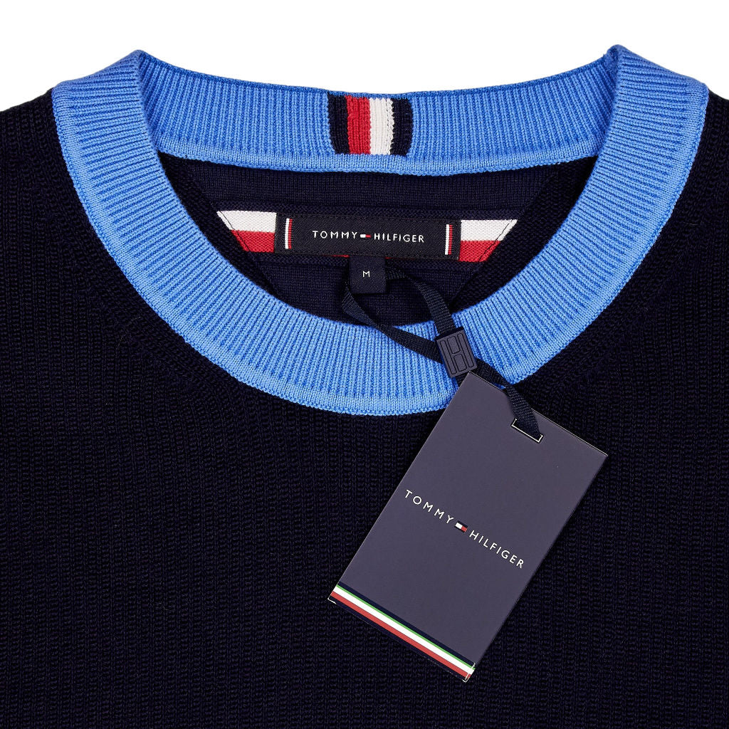 Tommy Hilfiger Blue Cotton Neck Jumper