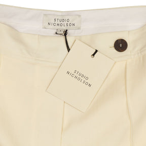 Studio Nicholson Cream Linen Low Rise Flare Trousers