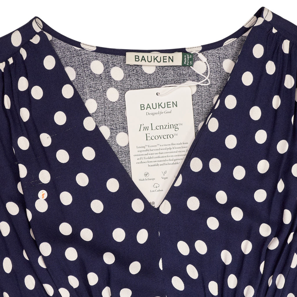 Baukjen Navy Polka Dot Lina Midi Dress