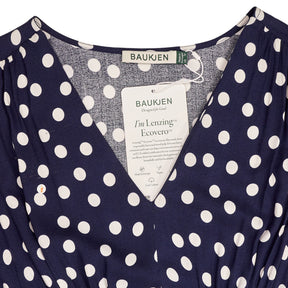 Baukjen Navy Polka Dot Lina Midi Dress