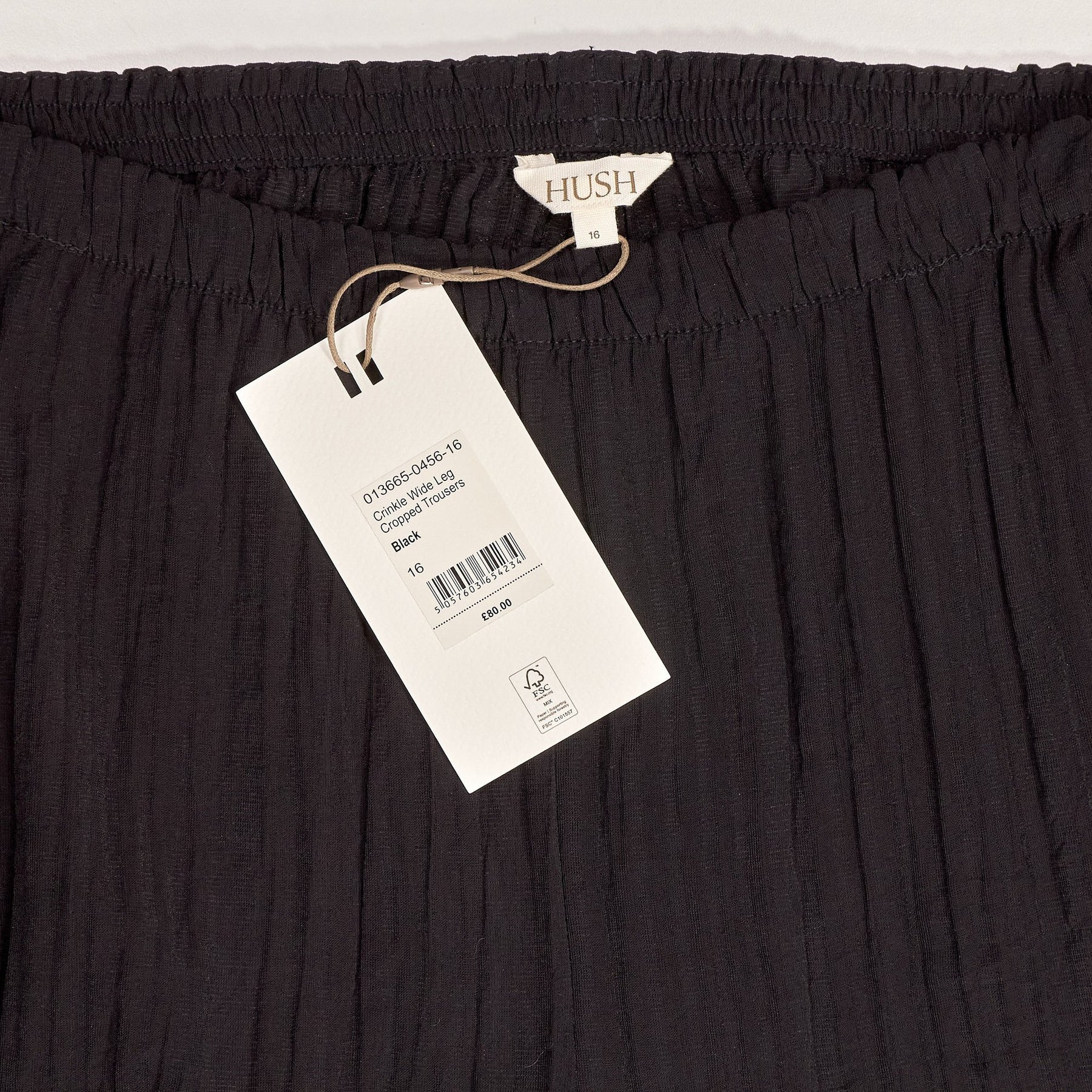 Hush Black Crinkle Wide Leg Cropped Trousers