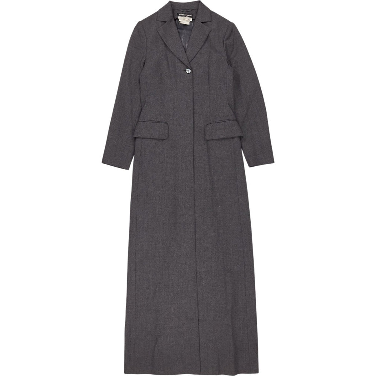 Salvatore Ferragamo Grey Wool Blend Long Coat