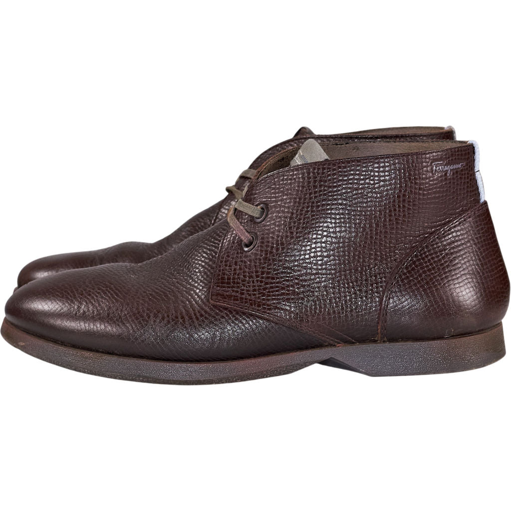 Ferragamo Brown Leather Chukka Boots