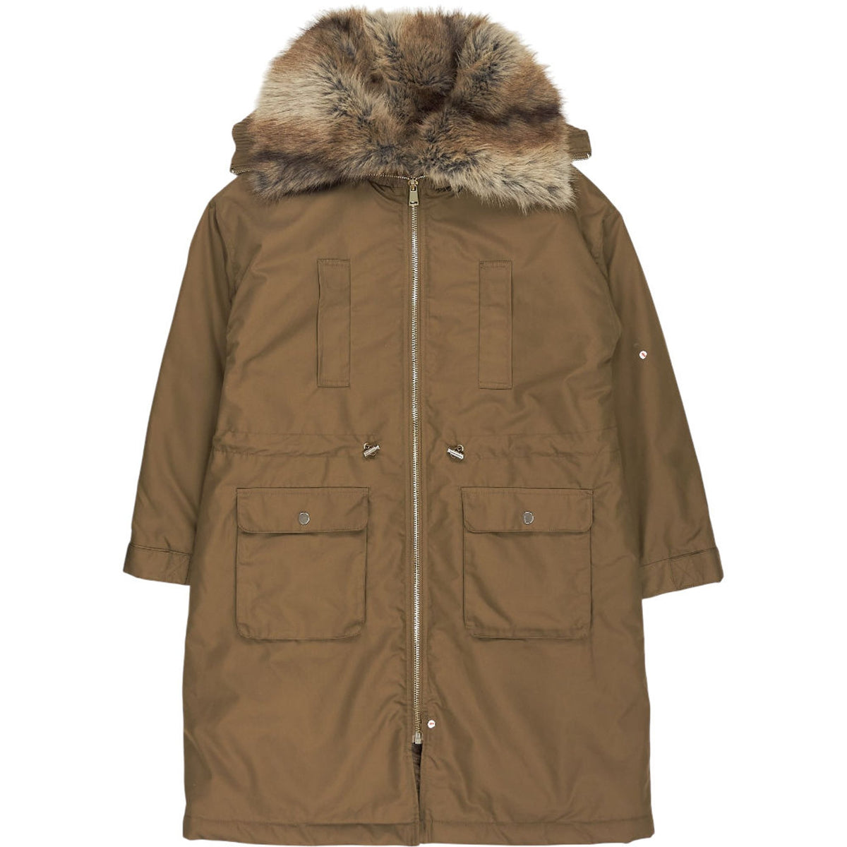 River Island Tan Fur Trimmed Parka Coat