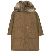 River Island Tan Fur Trimmed Parka Coat