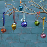 Set Of 6 Coloured Recycled Glass Baubles