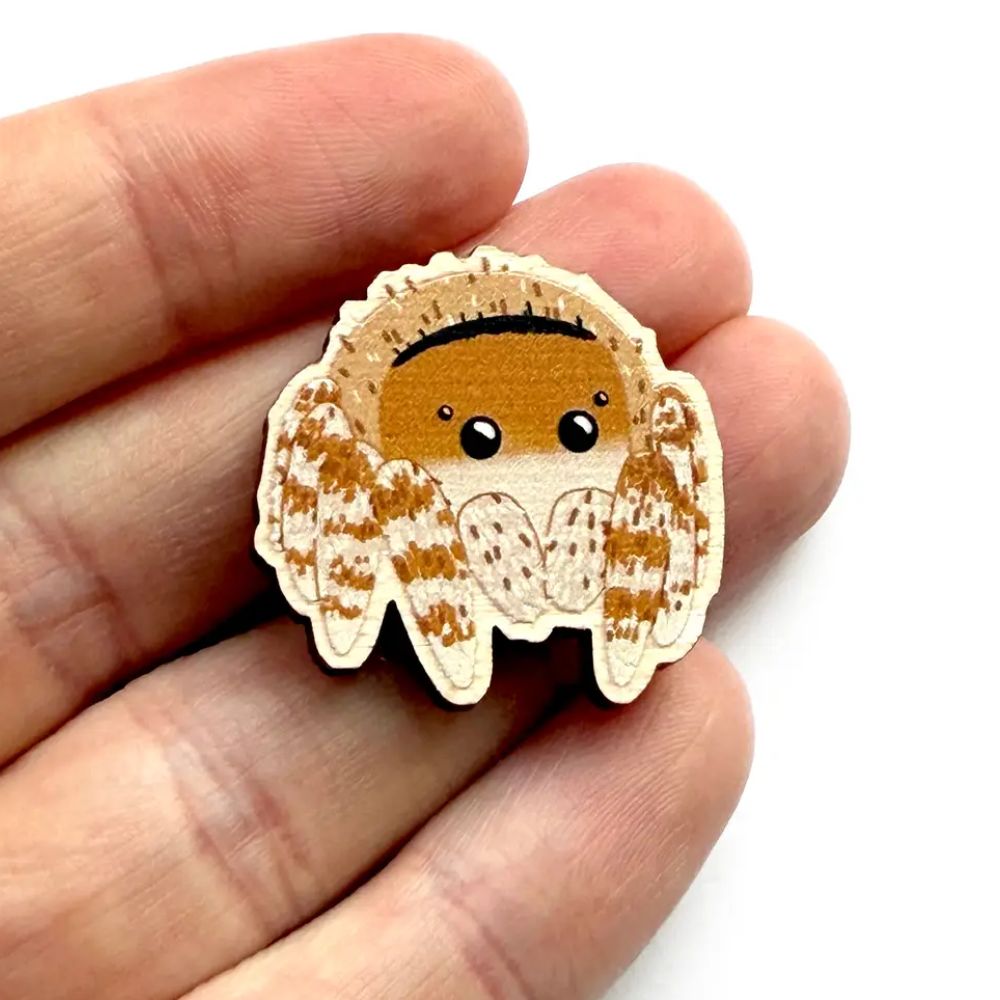 Jumping Spider Wooden Pin