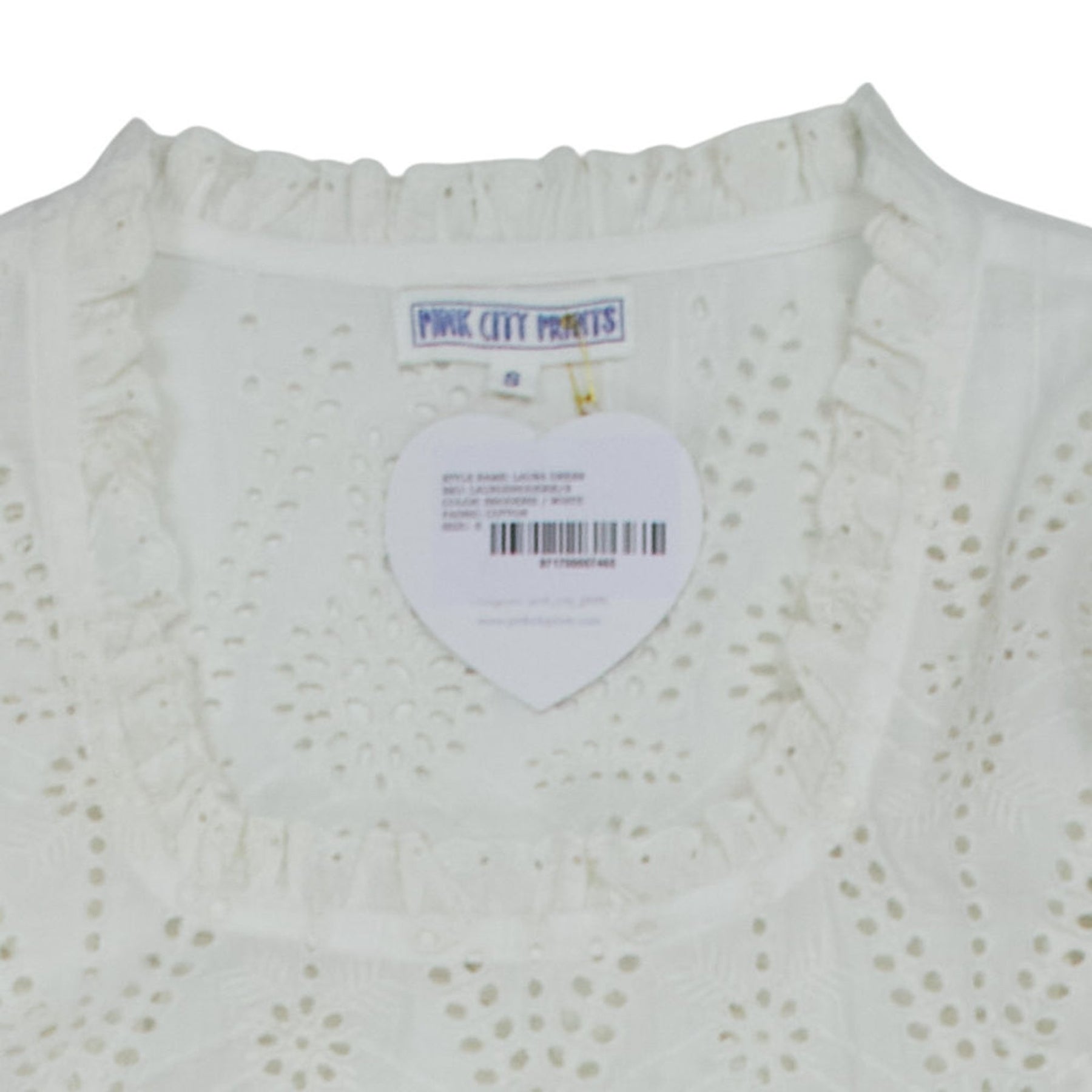 Pink City White Broderie Midi Dress S