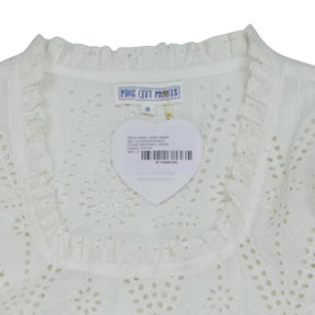 Pink City White Broderie Midi Dress S