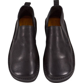 Fracap Black Leather Slip-On Shoes