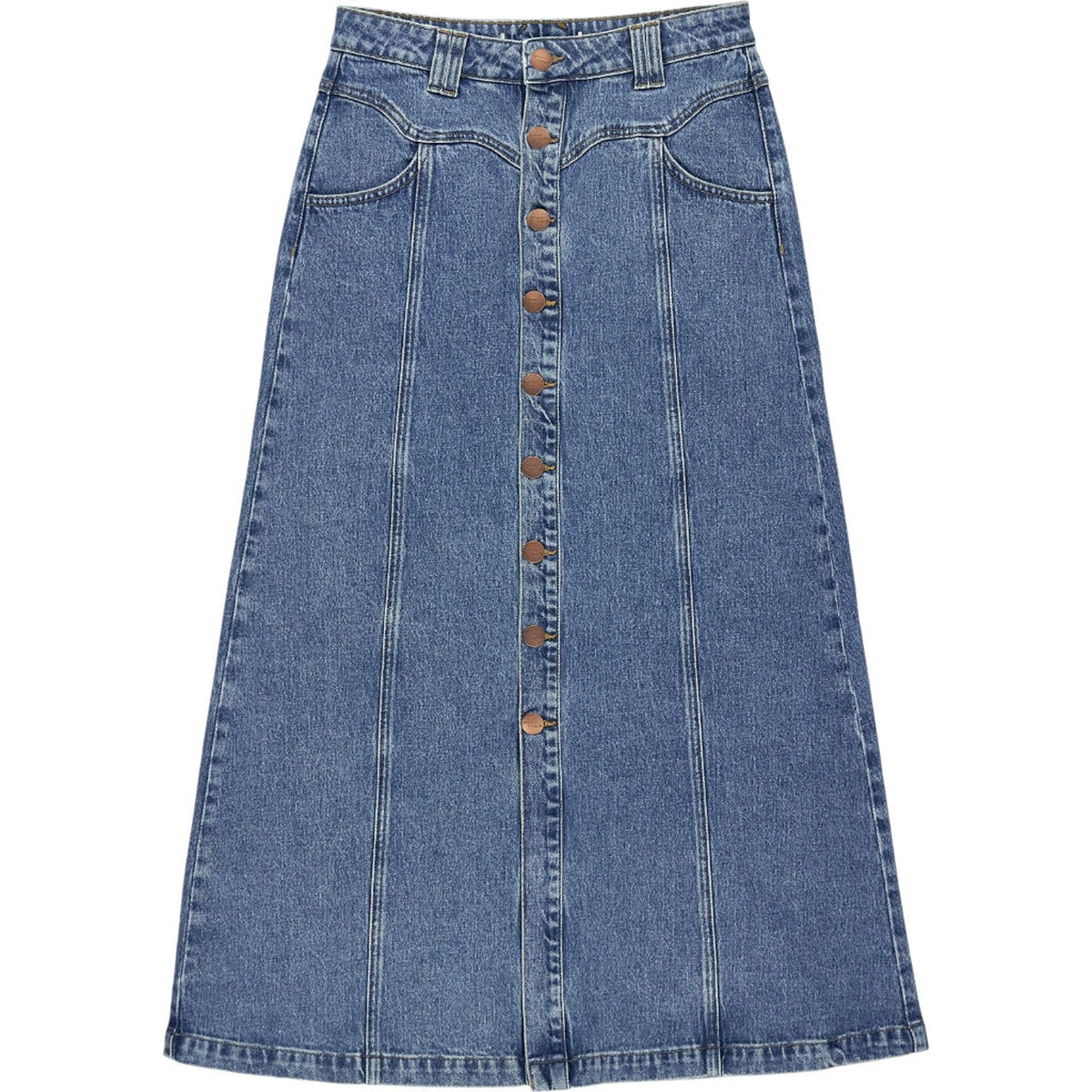 seventy + mochi Blue Denim Midi Skirt
