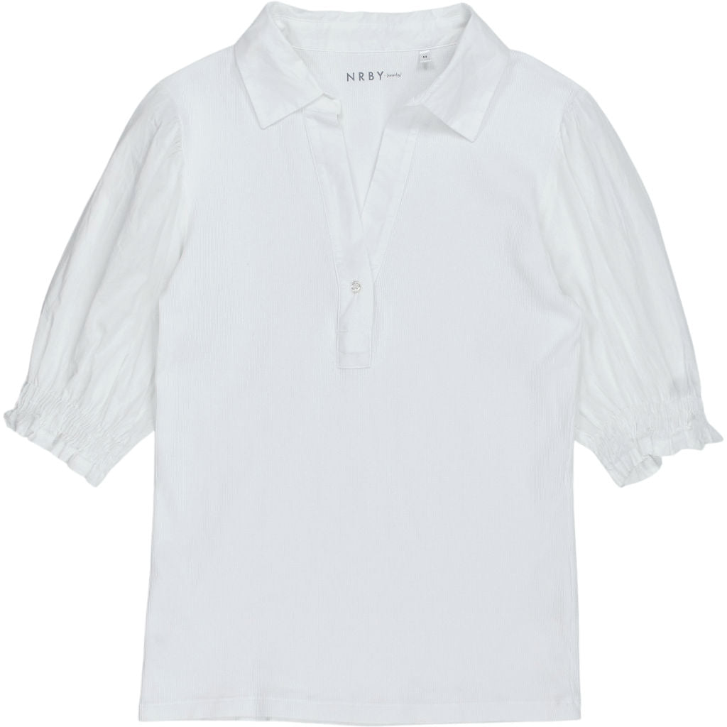 NRBY White Cotton Collared Top