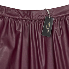 Wyse Burgundy Mollie Faux Leather Skirt
