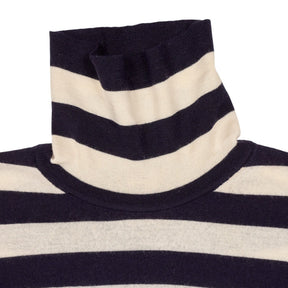 ME+EM Blue Cream Stripe Turtleneck Jumper