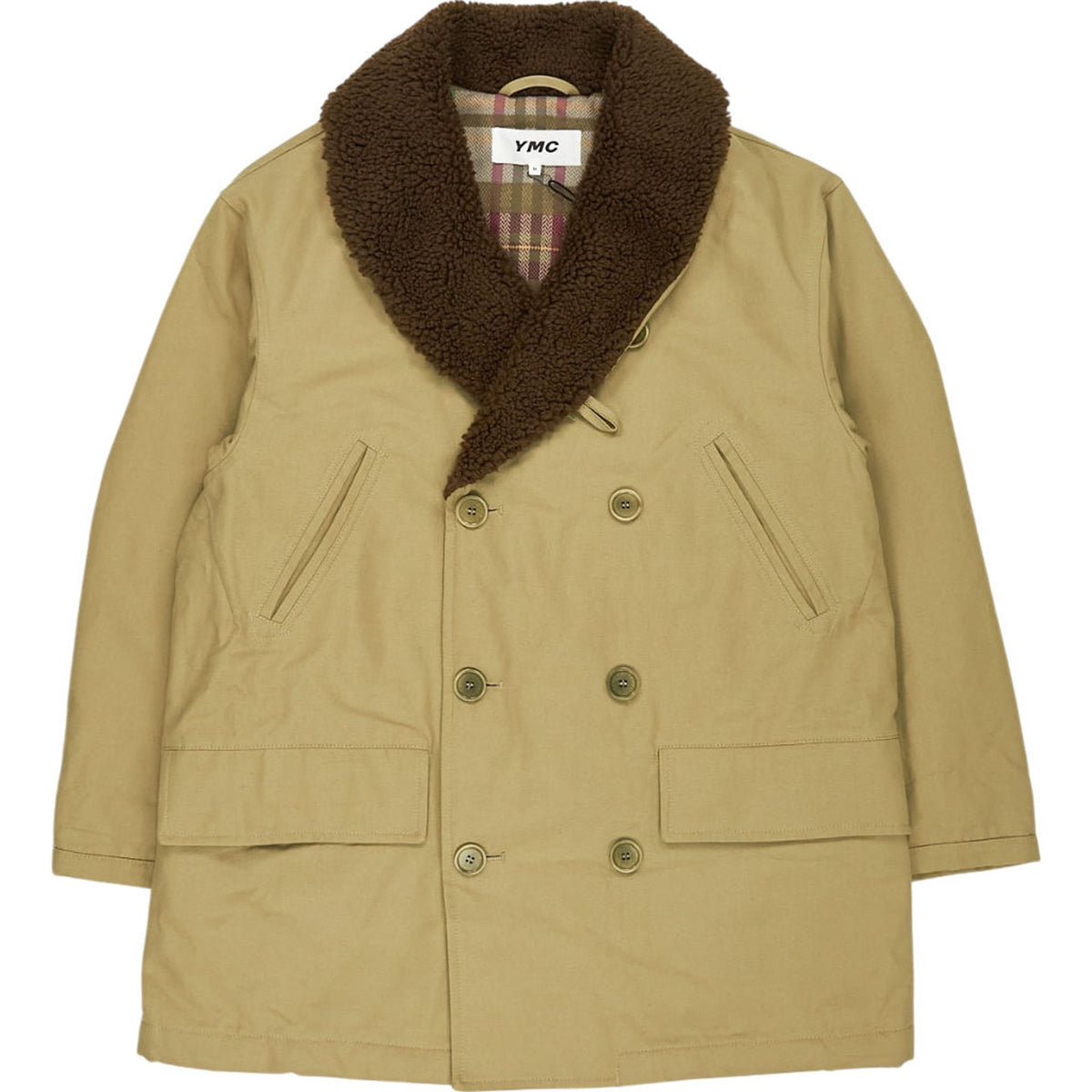 YMC Tan Shearling Collar Coat