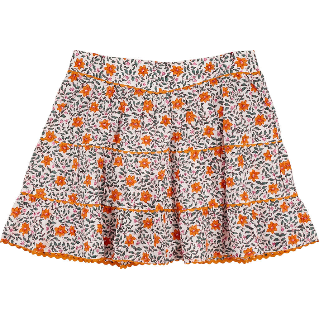 Pink City Prints Orange Floral Elsie Skirt