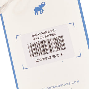 Beaufort & Blake Ecru Wool V Neck Jumper